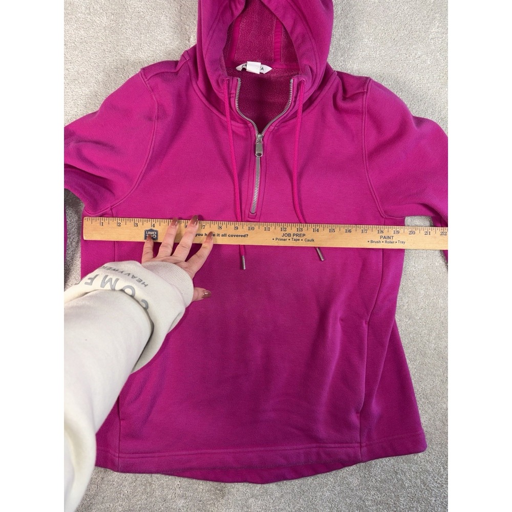 ATHLETA Cozy Karma 1/4 Zip Hoodie Medium Electric‎ Fuchsia #632053 SOFT - Picture 8 of 10